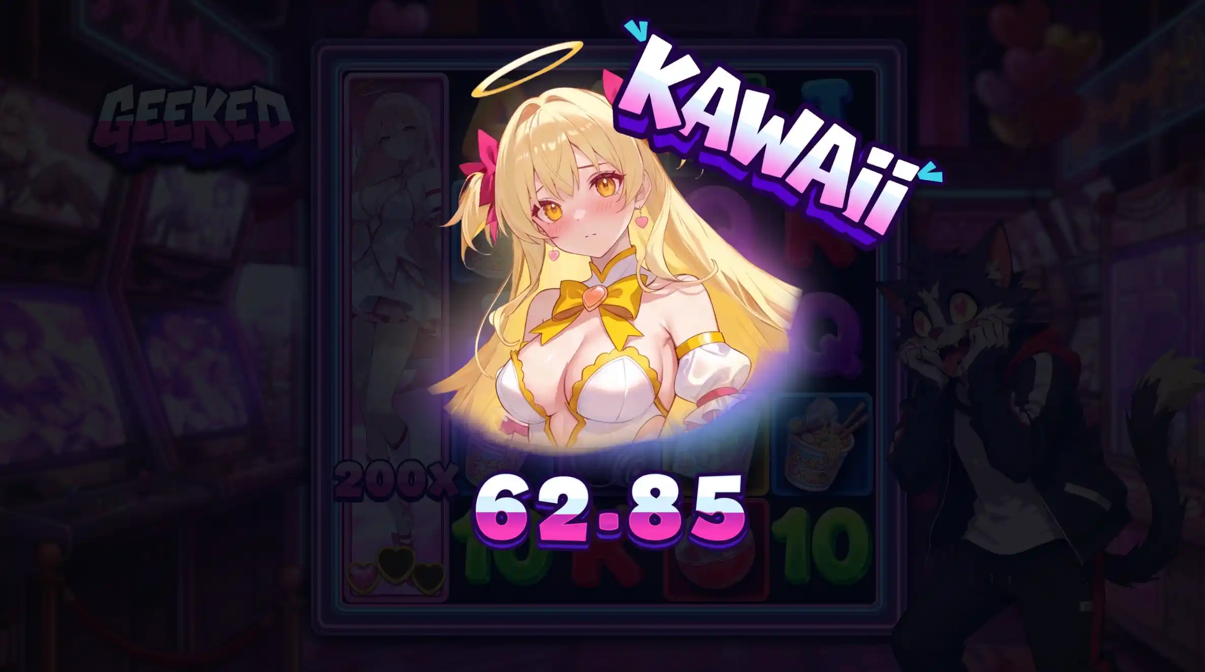 Geeked Kawaii feature overlay at 200x with the blonde arcade host