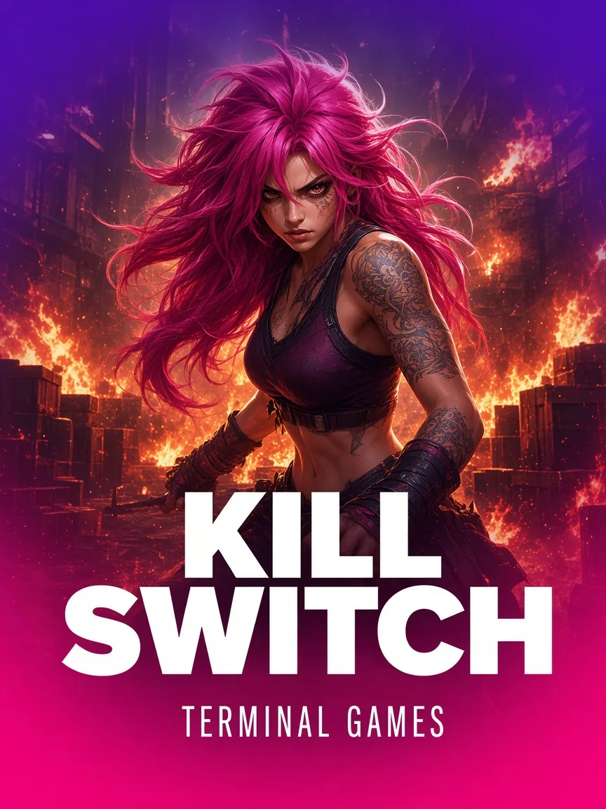 Kill Switch slot cover art: pink-haired fighter, Terminal Games