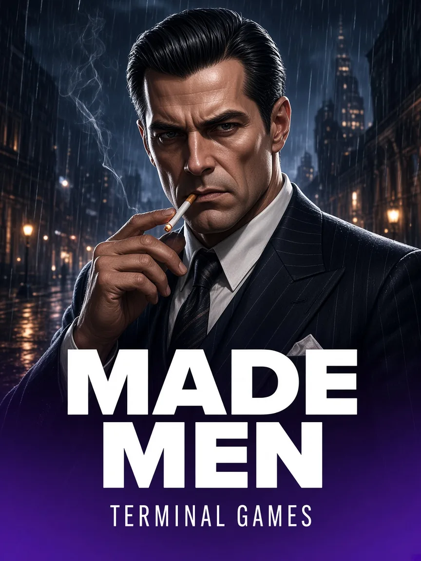 Made Men slot cover art: suited mafia boss, Terminal Games