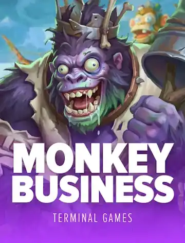 Monkey Business slot cover art: crowned king gorilla, Terminal Games